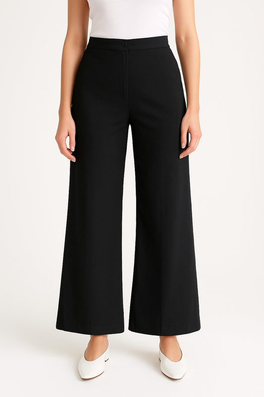 Meshki Pants Womens Size M Black Midrise Straight Leg Polyester Spandex Mix product photo (Image 1) — Second-Hand