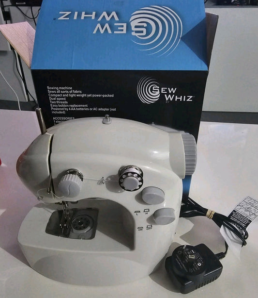Sew Whiz Sewing Machine - Tested Working - No Pedal cap/hat front (Image 1) — Second-Hand