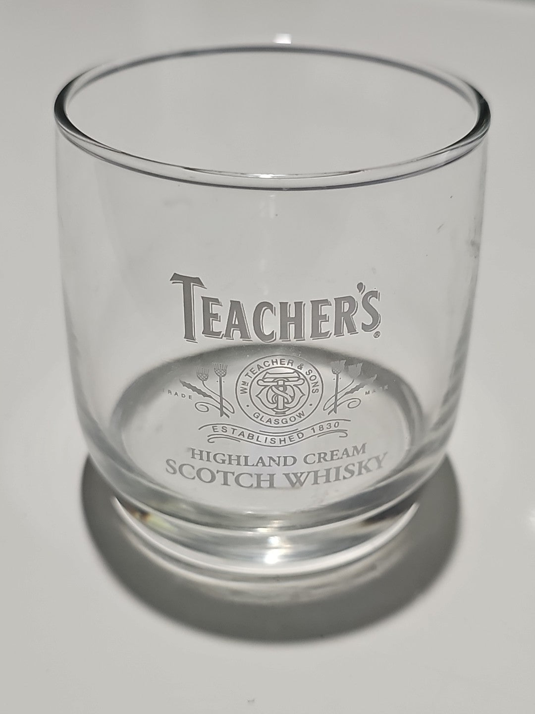 Teachers Whisky Glass - Teachers Highland Cream vgc (3 1/8" x 2 7/8") product photo (Image 1) — Second-Hand