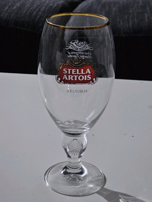 Stella Artois Gold Rim Chalice Beer Glass Belgium 50 Cl Over 600 Years Brewing cap/hat front (Image 1) — Second-Hand