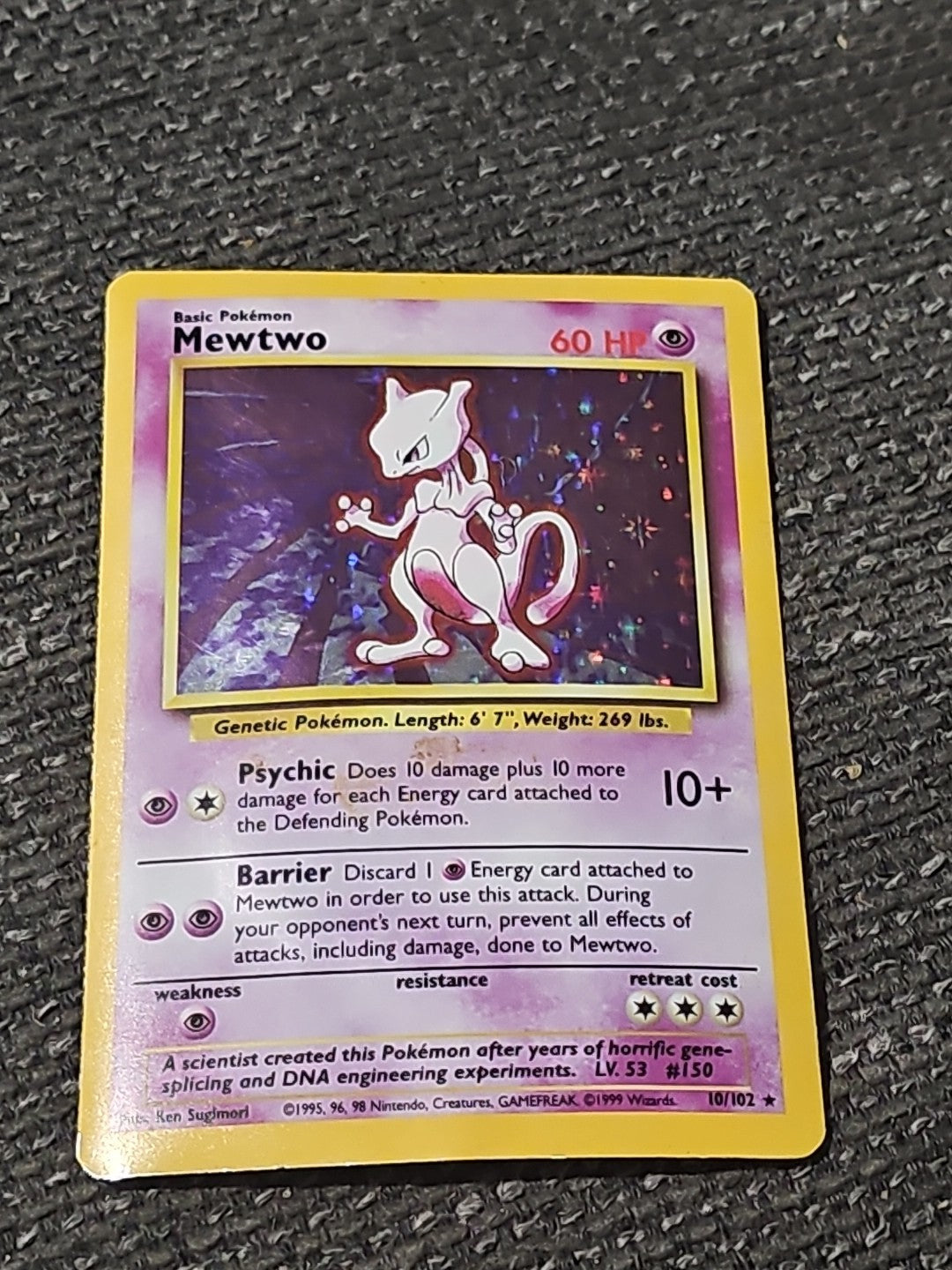 Pokémon TCG Mewtwo Base Set 10/102 Holo Unlimited Holo Rare cap/hat front (Image 1) — Preowned