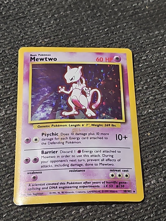Pokémon TCG Mewtwo Base Set 10/102 Holo Unlimited Holo Rare cap/hat front (Image 1) — Preowned