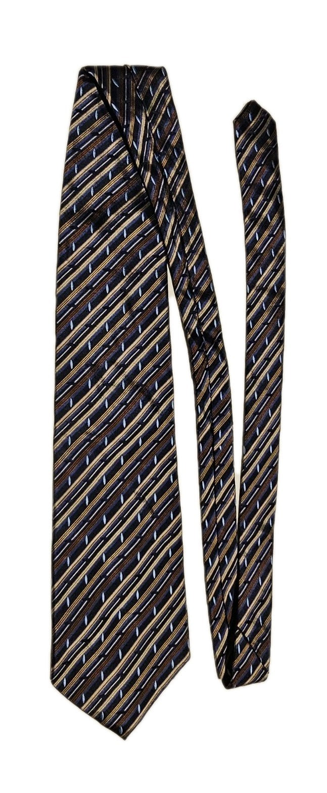 Hardy Amies - Stripped Multi Colour Business Formal Tie Italian Made Premium Tie cap/hat front (Image 1) — Second-Hand
