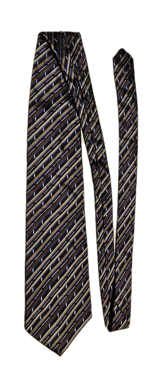 Hardy Amies - Stripped Multi Colour Business Formal Tie Italian Made Premium Tie cap/hat front (Image 1) — Second-Hand