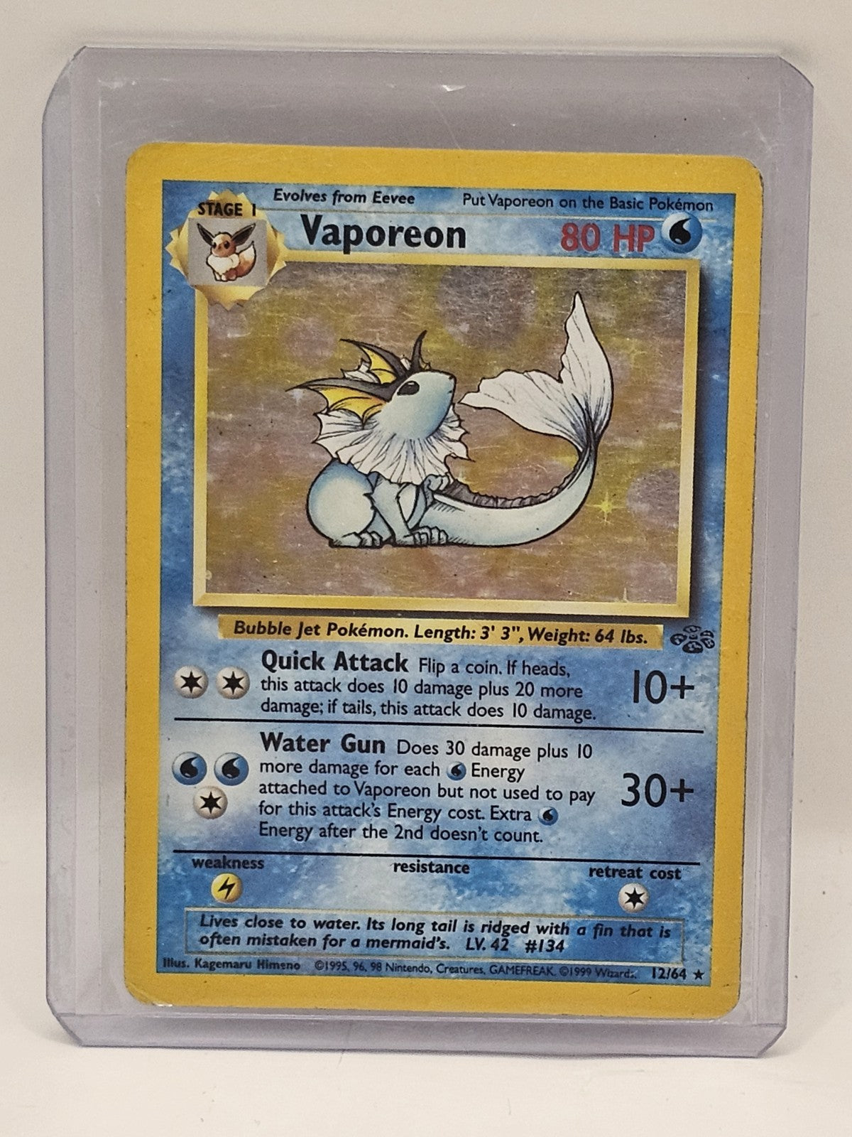 Pokémon TCG Vaporeon Jungle 12/64 Holo Unlimited Holo Rare cap/hat front (Image 1) — Second-Hand