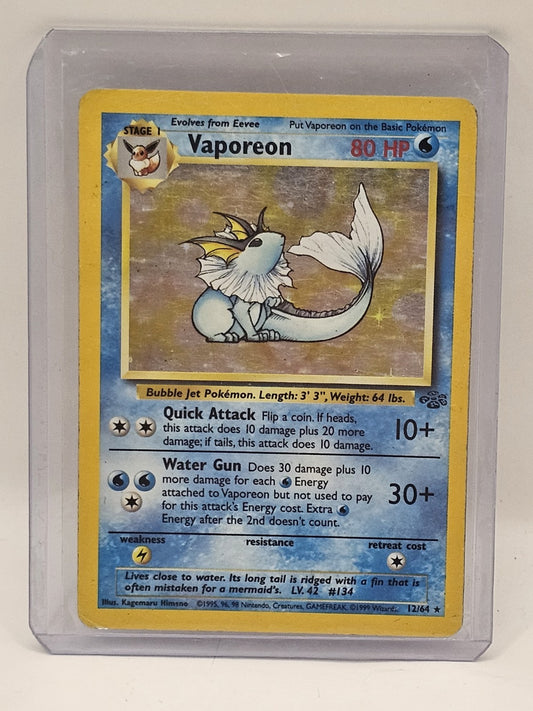 Pokémon TCG Vaporeon Jungle 12/64 Holo Unlimited Holo Rare cap/hat front (Image 1) — Second-Hand