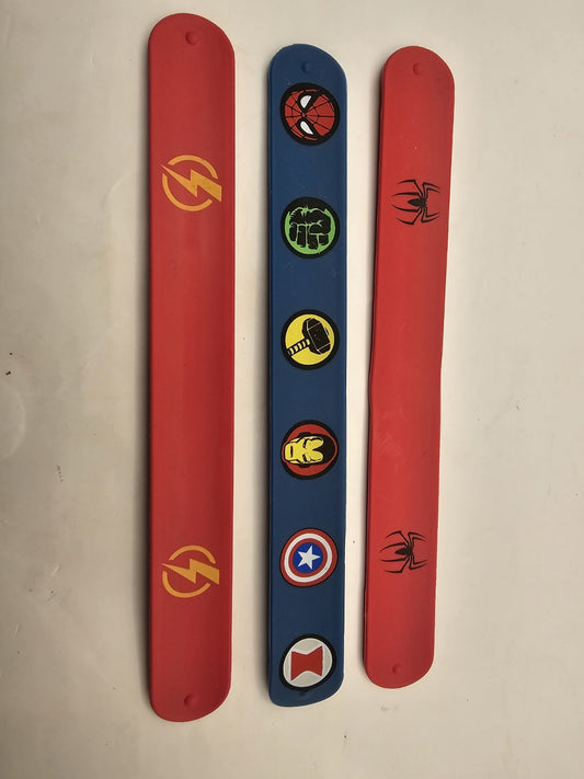 3x Kids Children Avengers/Flash Wrist Snap on Slap band Wrist Gift product photo (Image 1) — Second-Hand