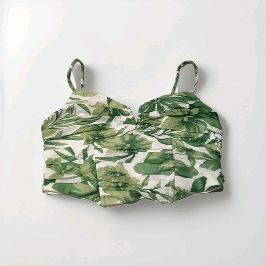 Ruby Sees, White And Green Crop Top, Size 10 Ladies | NEW WITH TAGS cap/hat front (Image 1) — Brand New (Sealed or Like New)