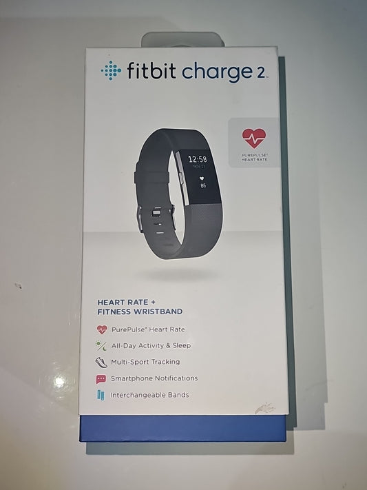 NEW Fitbit Charge 2 Black Fitness Activity Tracker (With S + L Sizes Wristband) product photo (Image 1) — Brand New (Sealed o