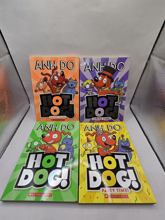 Lot of 4 x Anh Do Hot Dog! Books 1-4 Party Time! Circus Time! Game Bundle book cover (Image 1) — Second-Hand