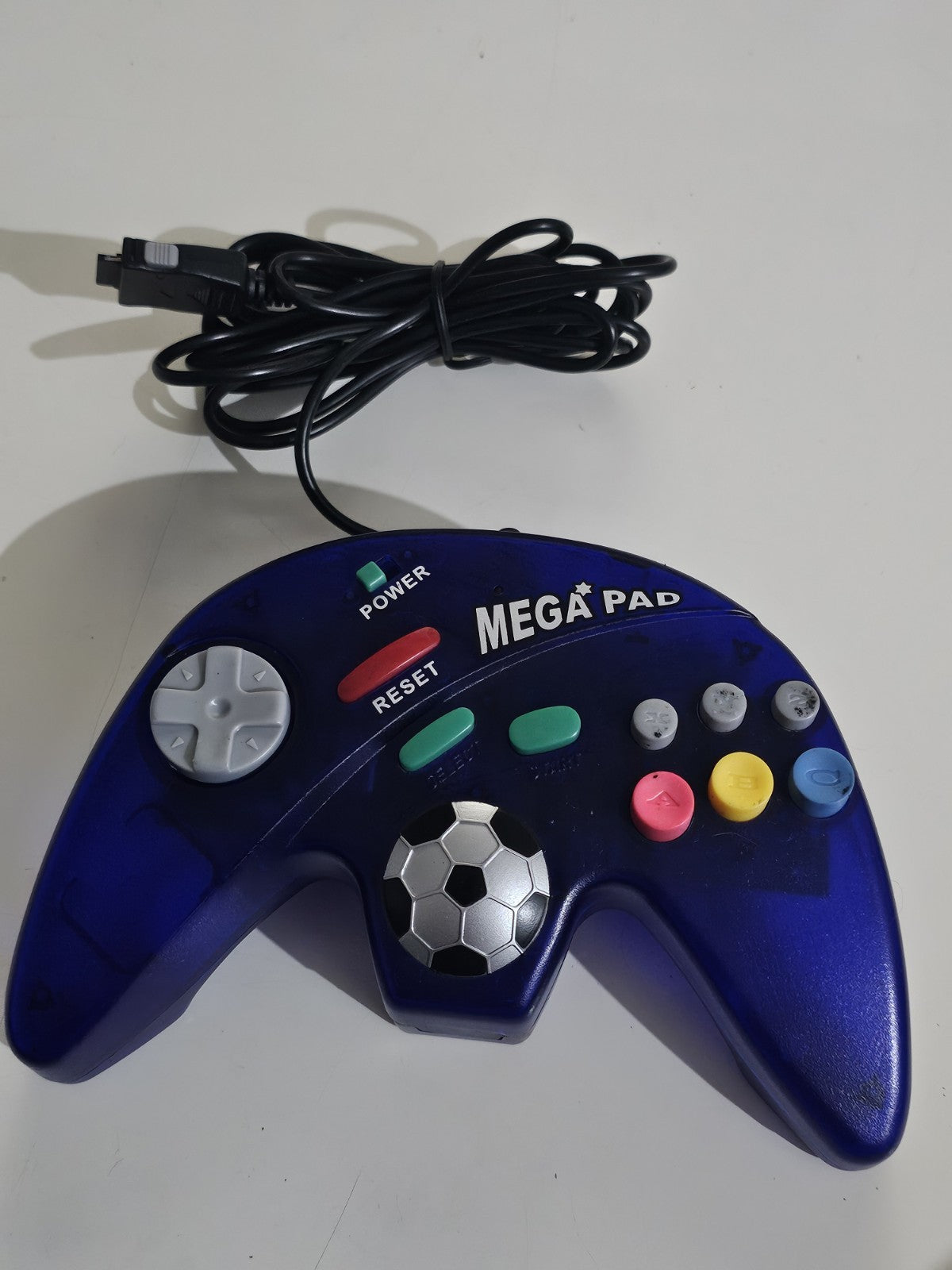 New Mega Pad Gamestar Control Pad Soccer Blue Controller For Sega Mega Drive controller front (Image 1) — Brand New (Sealed o