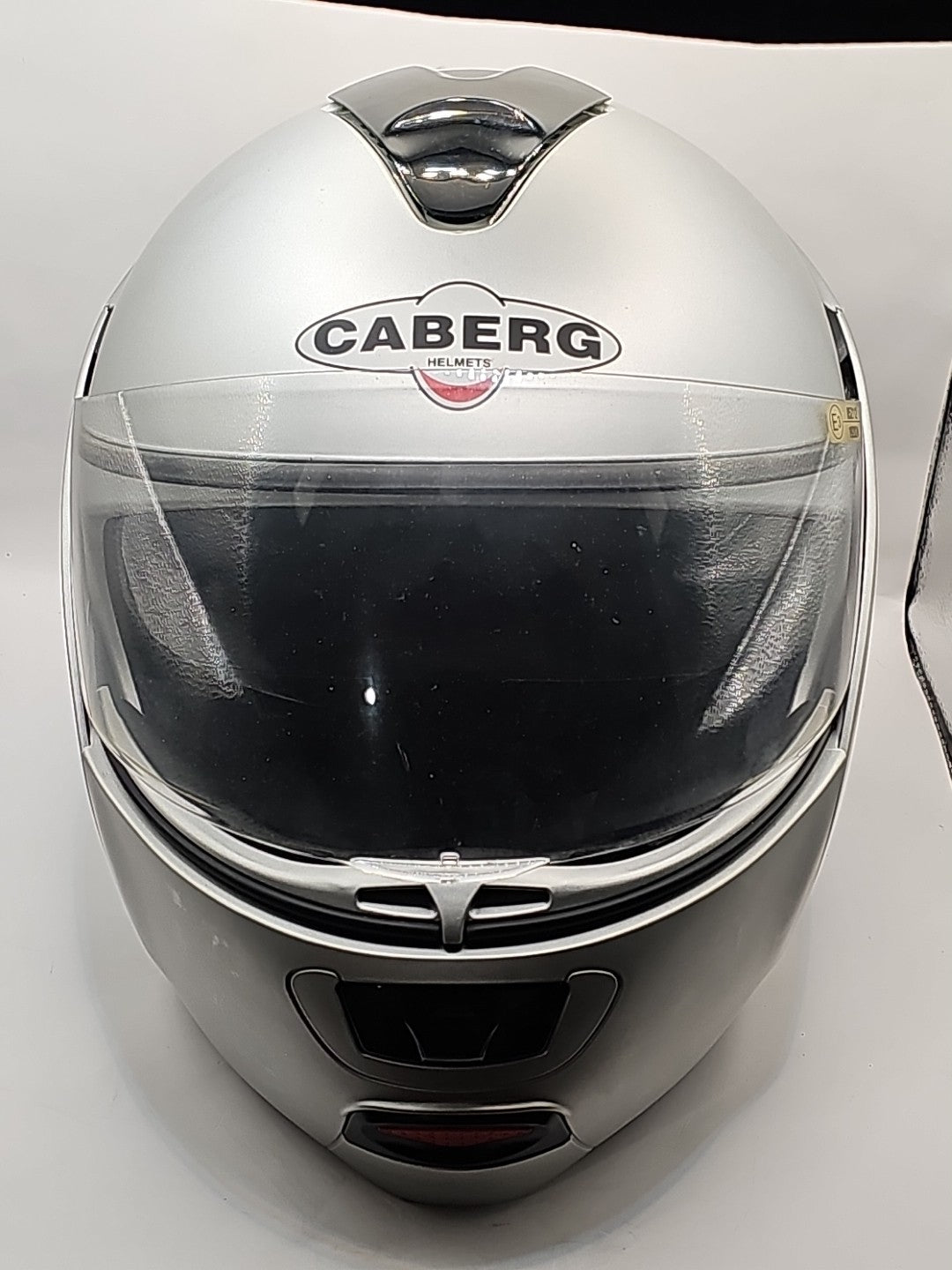 Caberg Justissimo Motorcycle Flip Front Helmet Silver w/Flip shade size XS cap/hat front (Image 1) — Second-Hand