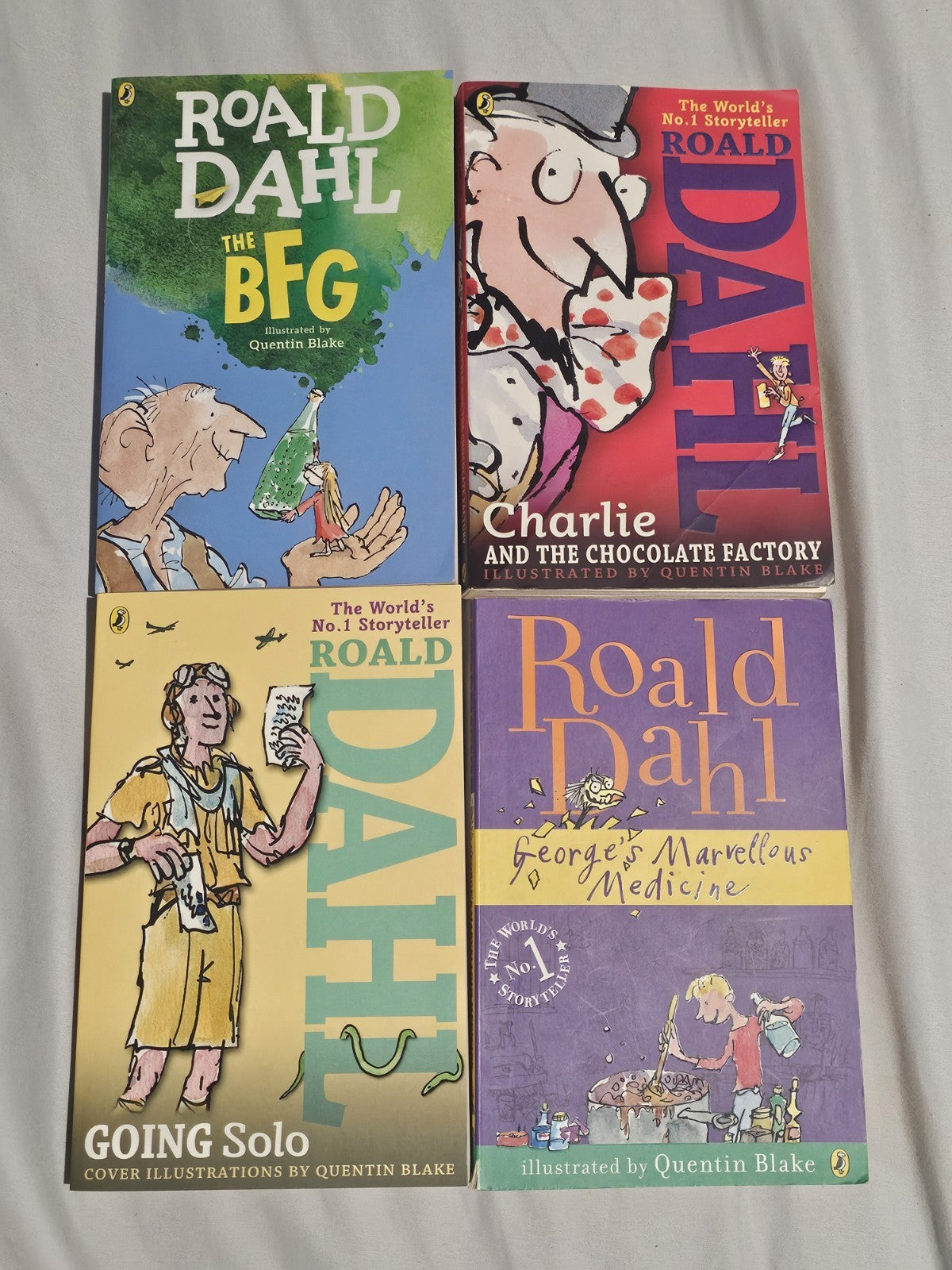 Roald Dahl Collection 4 Books Set Paperback Charlie,BFG,Medicine,Solo book cover (Image 1) — Second-Hand