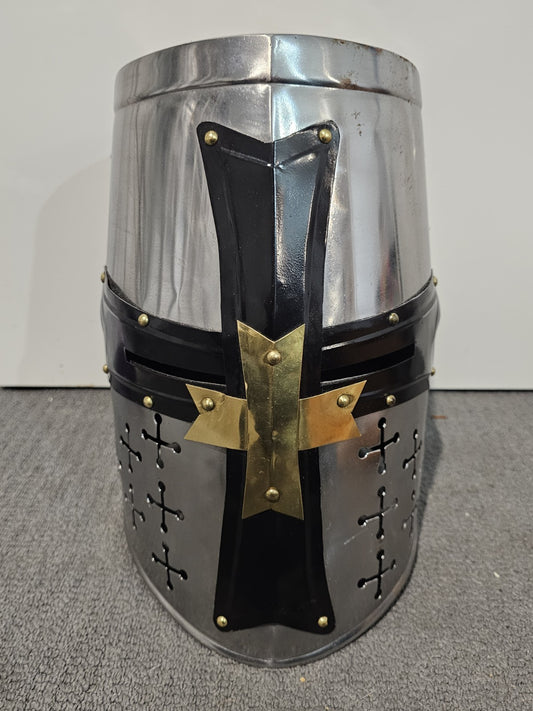 Crusader Medieval Knight Warrior Armor Metal War Helmet - Wearable Fits Most cap/hat front (Image 1) — Preowned