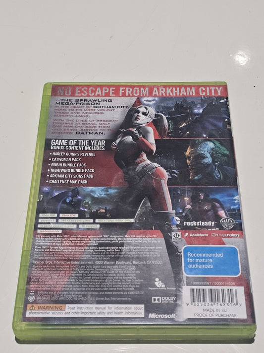 Batman: Arkham City - Game of the Year Edition - Xbox 360 Game PAL XBOX 360 cover photo (Image 1) — Second-Hand