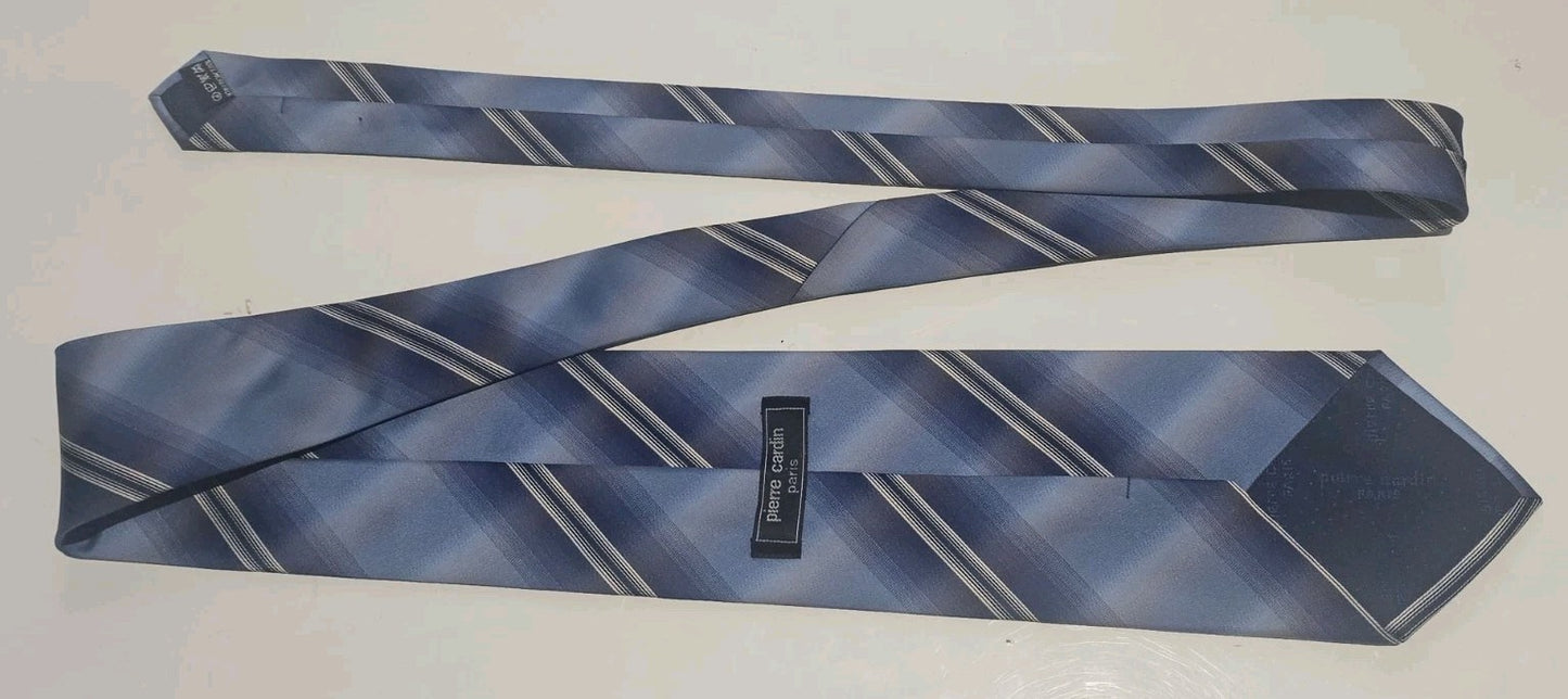 Pierre Cardin Paris Blue Stripe Microfibre High Quality Premium Tie cap/hat front (Image 1) — Second-Hand