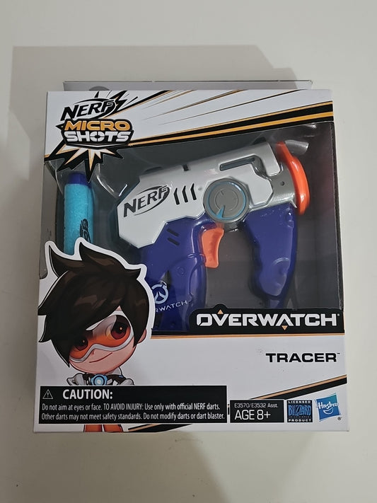 NERF Micro Shots Overwatch Tracer Blaster Dart Gun with 2 Darts NEW product photo (Image 1) — Second-Hand