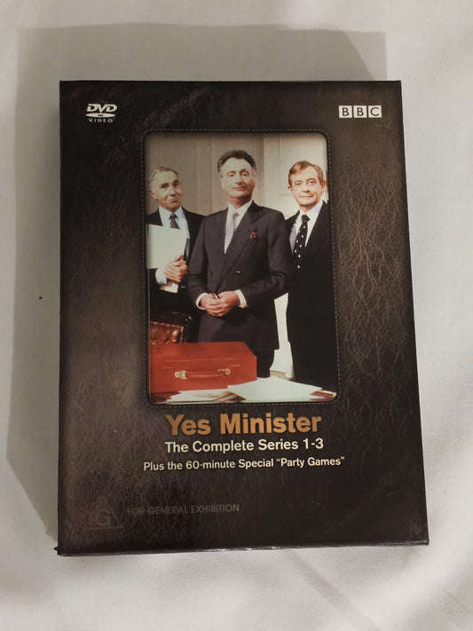 BBC Yes Minister The Complete Series 1-3 DVD Box Set 4 Discs Region 4 Dvd case (Image 1) — Second-Hand