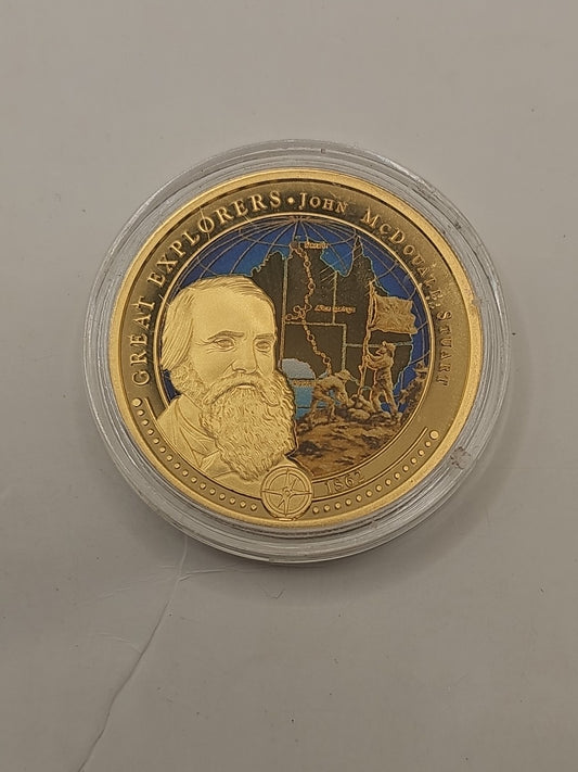 1862 John McDouall Stuart Aus Explorers Coin Perthmint One Crown Great Explorers coin close-up (Image 1) — Second-Hand