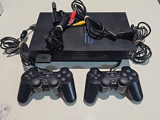 Sony Playstation 2 PS2 Fat Console With 2 Controllers Plus Cables And Memory controller front (Image 1) — Second-Hand
