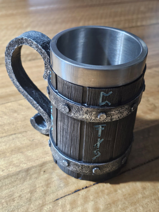 Tankard Odin Thor Mjolnir Drink Mug Beer Stein Coffee Cup Viking Stainless Steel cap/hat front (Image 1) — Second-Hand