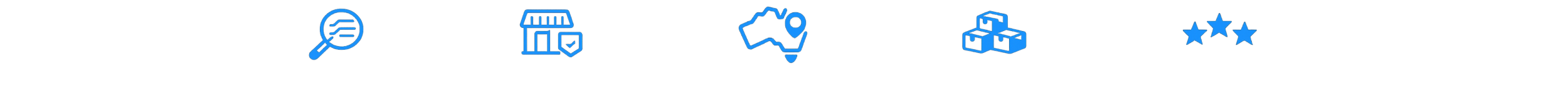 Perthpickers Second Hand Store Set of icons including a magnifying glass, keyboard, map, car, and star.