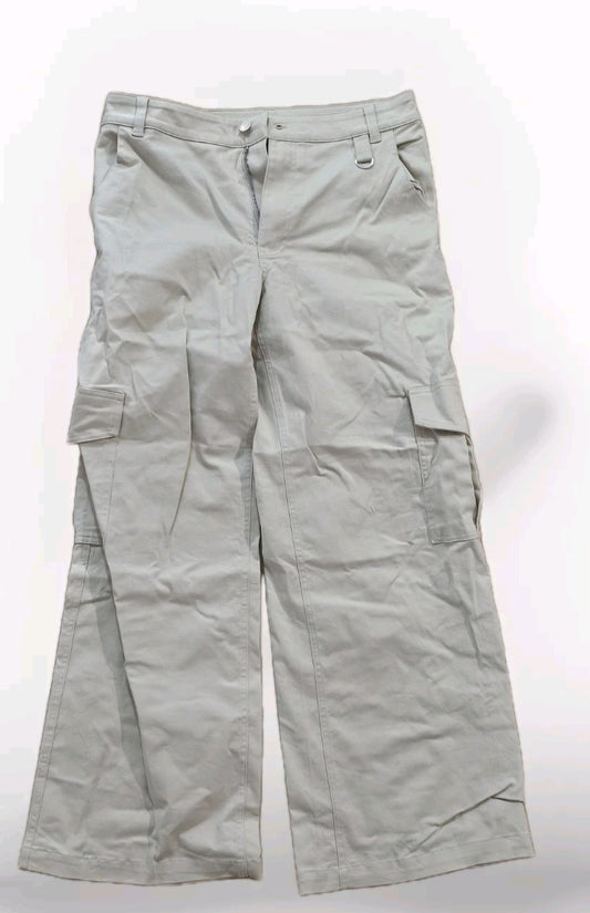 Luck & Trouble Pants Size 12 Cream Parachute Wide Leg Cargo Streetwear cap/hat front (Image 1) — Second-Hand
