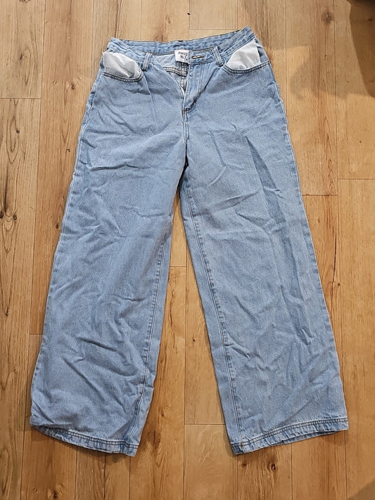 Princess Polly Blue Jeans Size Au/Uk 12 Us 8 Wide cap/hat front (Image 1) — Second-Hand